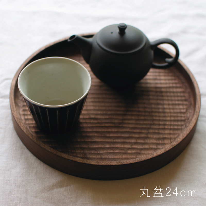 我谷盆 #196 胡桃 26×26×2.5 cm ナチュラル 木地盆 お盆 盆 折敷
